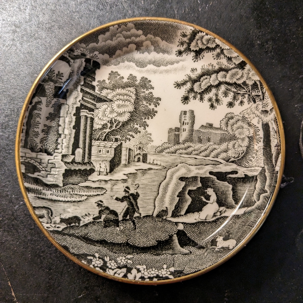 Copeland Spode Italian Black & White Demitasse 2.75" Cup & 4" Saucer. Set of 2.